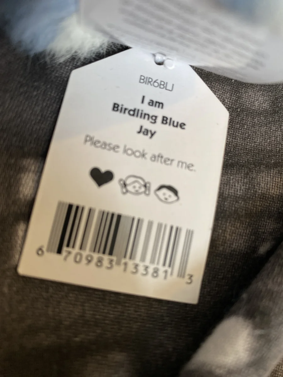 Tag - Birdling Blue Jay photo by Jellycat