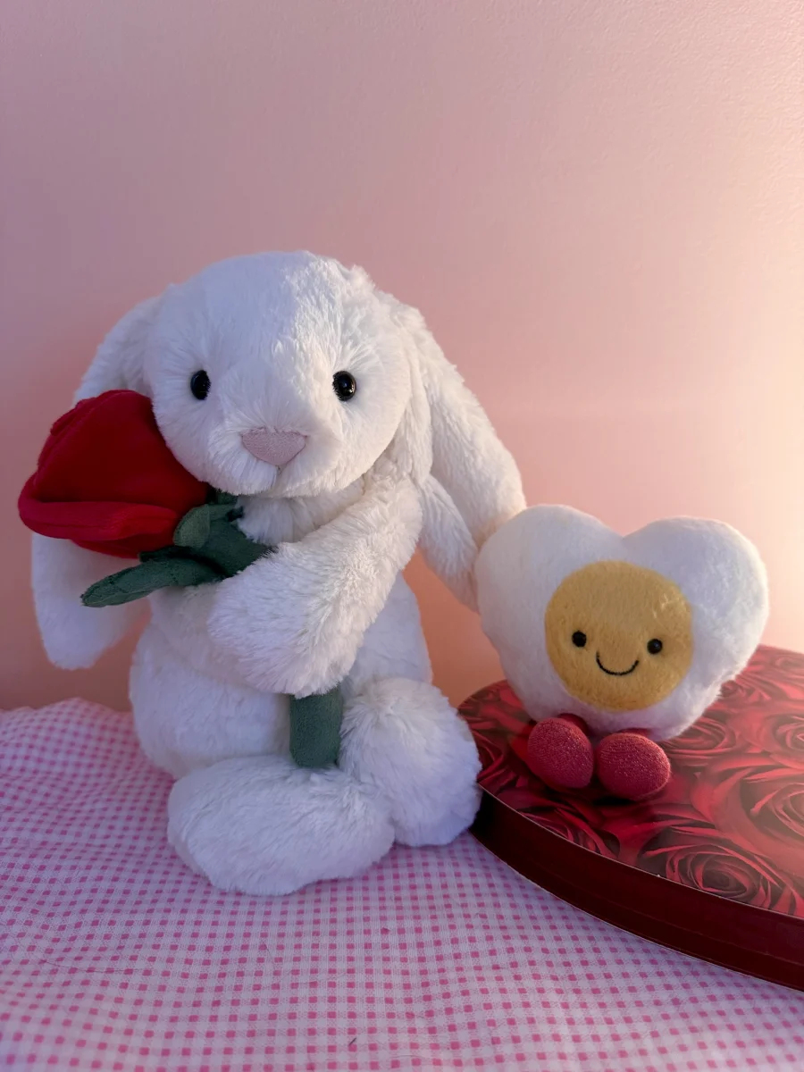 Front - Cream Bunny with Rose photo by catycake