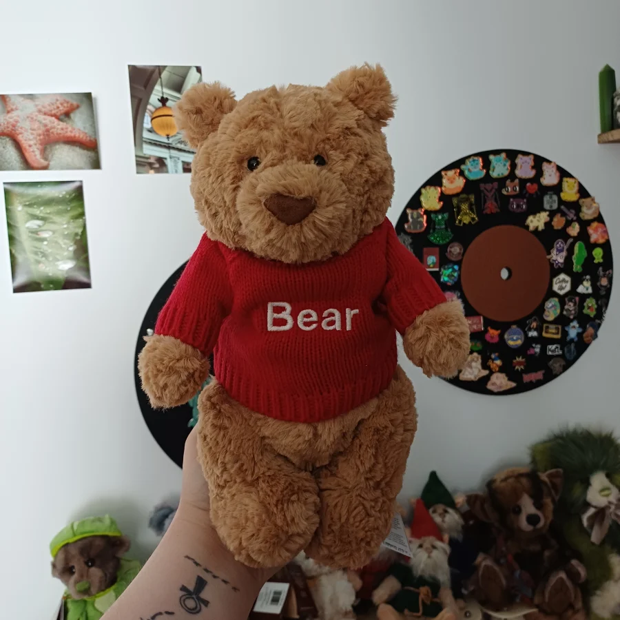 Front - Bartholomew Bear with Personalised Red Jumper photo by herbgardenplush