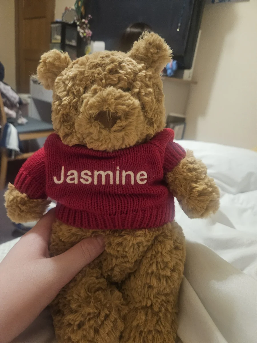 Front - Bartholomew Bear with Personalised Red Jumper photo by Jasminesjellycat