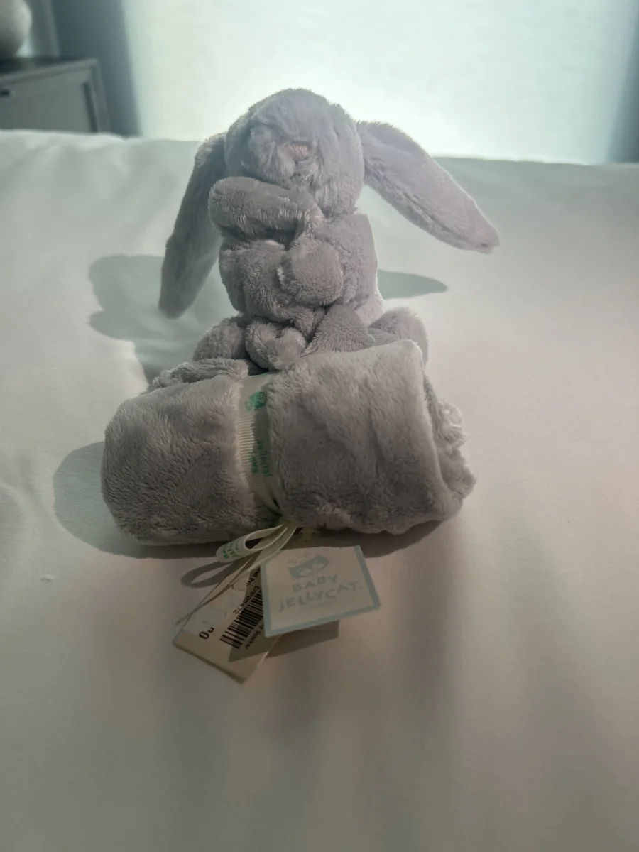 Front - Personalised Bashful Silver Bunny Soother photo by Gwynn