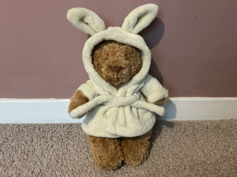 Front - Bartholomew Bear Bathrobe Outfit photo by Jellycat girl+ preppyrose