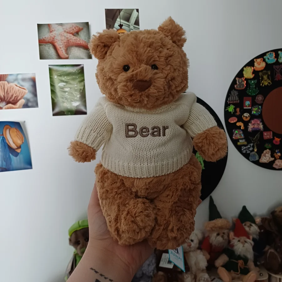 Front - Bartholomew Bear with Personalised Cream Jumper photo by herbgardenplush
