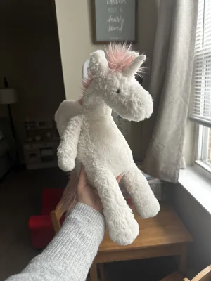 A photo of Lallagie Unicorn Jellycat taken by brisjellyjournal