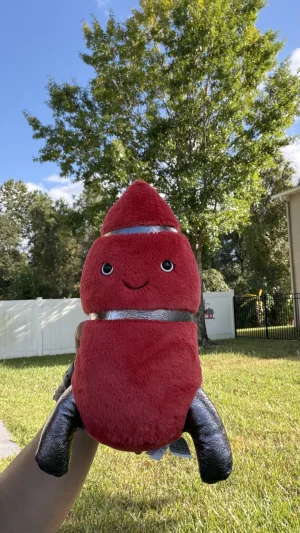 A photo of Cosmopop Rocket Jellycat taken by bronzieandthejellies