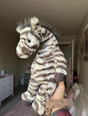 A photo of Lallagie Zebra Jellycat taken by brisjellyjournal