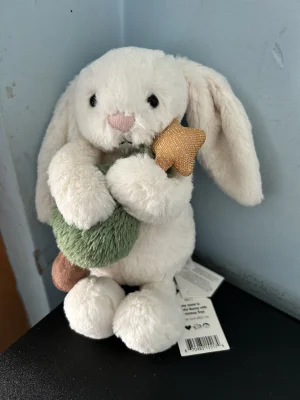 Bashful Bunny with Christmas Tree Jellycat photo