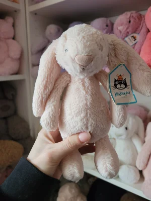 A photo of Bashful Pink Bunny Rattle Jellycat taken by Kitsfae