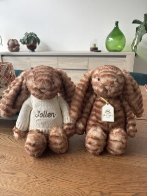 Bashful Luxe Bunny Juniper with Personalised Cream Jumper Jellycat photo uploaded by the_jelly_jungle