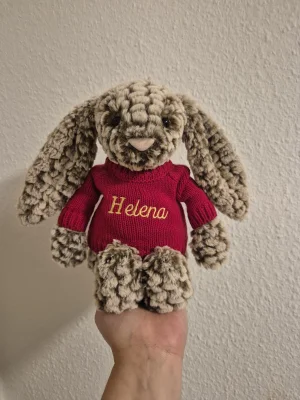 Bashful Luxe Bunny Pine with Personalised Red Jumper Jellycat photo
