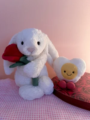 Cream Bunny with Rose Jellycat photo