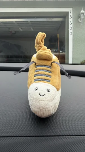 A photo of Kicketty Sneaker Jitter & Rattle Jellycat taken by bronzieandthejellies