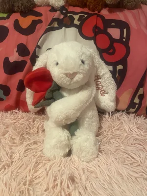 Personalised Cream Bunny with Rose Jellycat photo