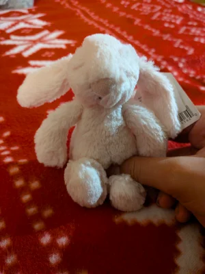 A photo of Bashful Pink Bunny - Tiny Jellycat taken by Skyelovesjellys