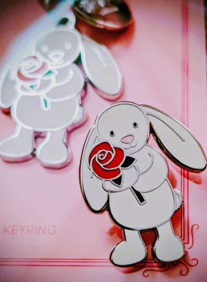 Cream Bunny With Rose Enamel Pin Jellycat | Jelly Journal