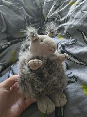 A photo of Puff ball Grey Squirrel Jellycat taken by Meowy