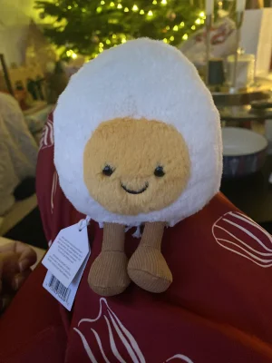 A photo of Amuseables Happy Boiled Egg Jellycat taken by lilsxoxojelly