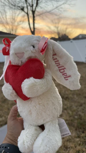 Personalised Bashful Red Love Heart Bunny Medium Jellycat | Jelly