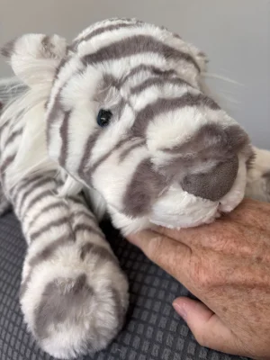 A photo of Sacha Snow Tiger - Large Jellycat taken by helenlouise27