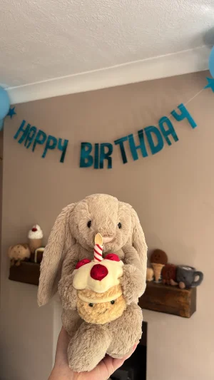 Bashful Beige Bunny 'Birthday' Jellycat | Jelly Journal