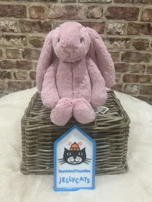 A photo of Bashful Tulip Pink Bunny - Medium Jellycat taken by Raychandthejellies
