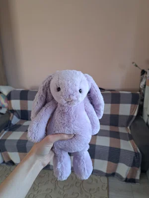 A photo of Personalised Bashful Lilac Bunny Medium Jellycat taken by Jellycat_Nina